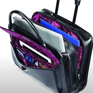 SAMSONITE WOMEN'S MOBILE OFFICE Black Faux Leather with purple interior travel